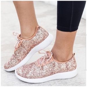 Rose gold glitter sneakers